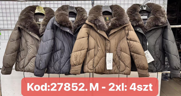 Kurtki damskie zimowe Roz M-2XL, 1 kolor Paczka 4 szt