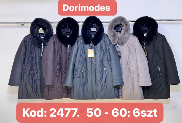 Kurtki damskie cienki Roz 50-60, 1 kolor Paczka 6 szt
