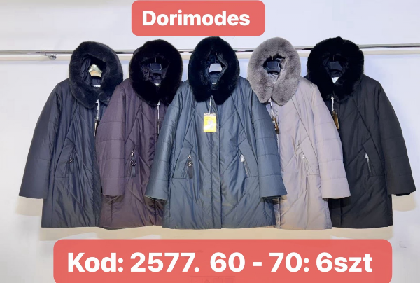 Kurtki damskie cienki Roz 50-60, 1 kolor Paczka 6 szt