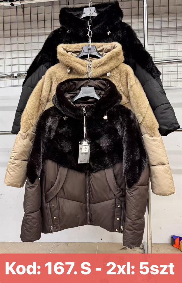 Kurtki damskie zimowe Roz S-2XL, 1 kolor Paczka 5 szt