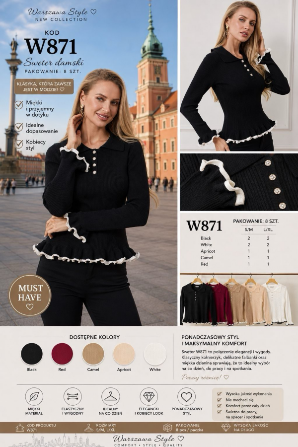 Swetry damskie Roz S/M-L/XL, Mix Kolor Paczka 12 szt
