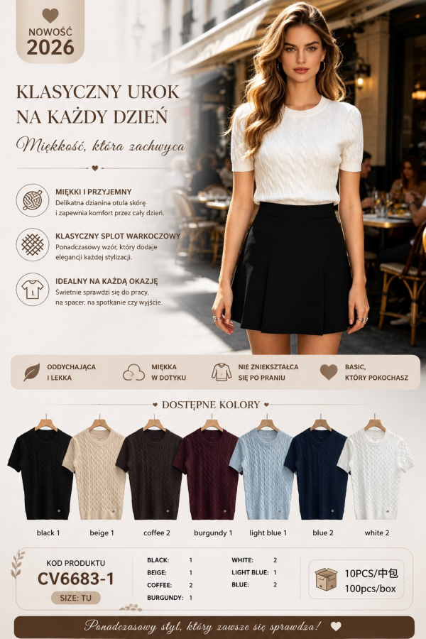 Swetry damskie Roz Standard, Mix Kolor Paczka 10 szt