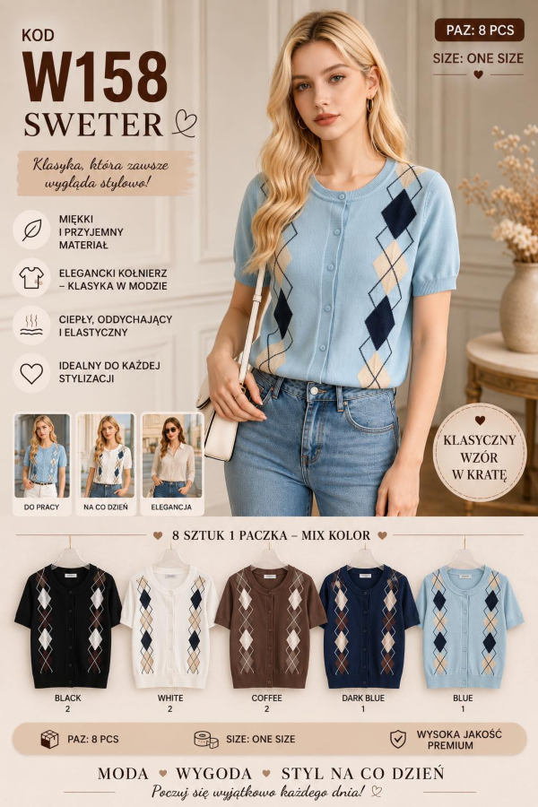 Swetry damskie (Włoskie produkt) Roz Standard, Mix Kolor Paczka 8 szt