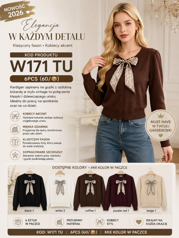 Swetry damskie (Włoskie produkt) Roz Standard, Mix Kolor Paczka 6 szt