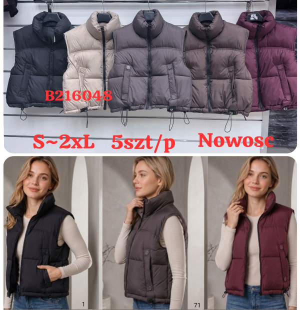 Kamizelki damskie  Roz S-2XL, 1 Kolor Paczka 5 szt