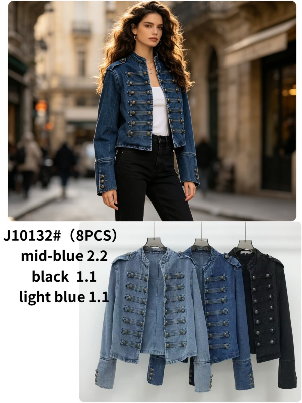 Kurtki damskie jeansy Roz XS-XL, 1 Kolor Paczka 8 szt