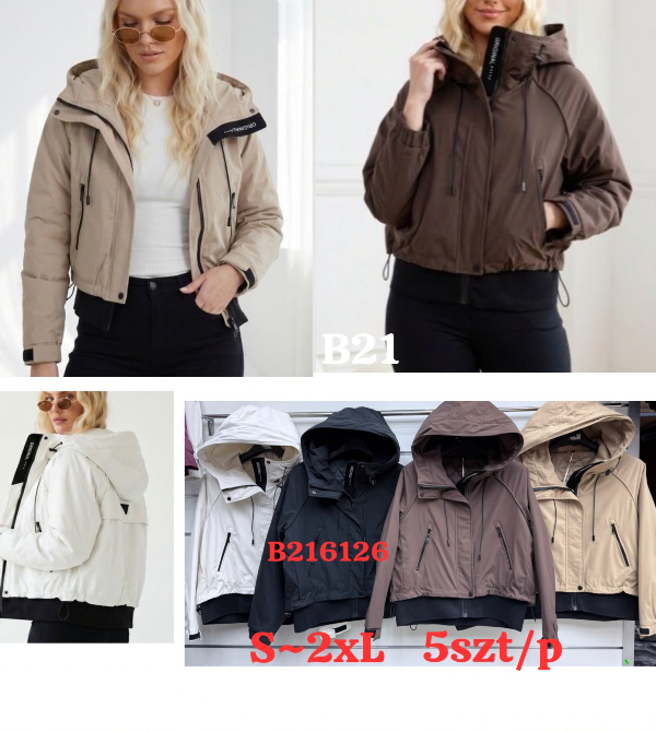 Kurtki damskie cienki Roz S-2XL, 1 Kolor Paczka 5 szt