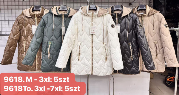 Kurtki damskie cienki Roz M-2XL, 1 kolor Paczka 5 szt
