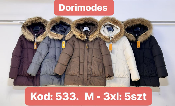 Kurtki damskie cienki Roz M-2XL, 1 kolor Paczka 5 szt